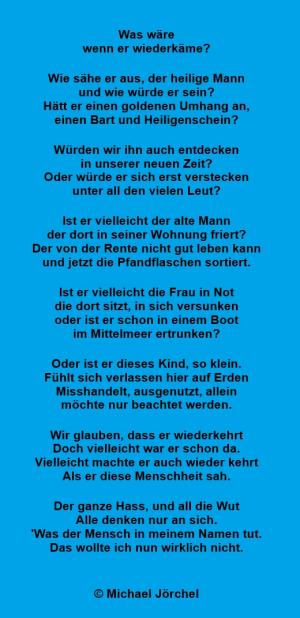 Vorschau Bildgedicht: Was wäre wenn er wiederkäme (Teil2)